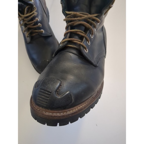 Vintage Red Wing Logger Boots Mens 11.5 E Black Leather Soft Toe Biker USA 699